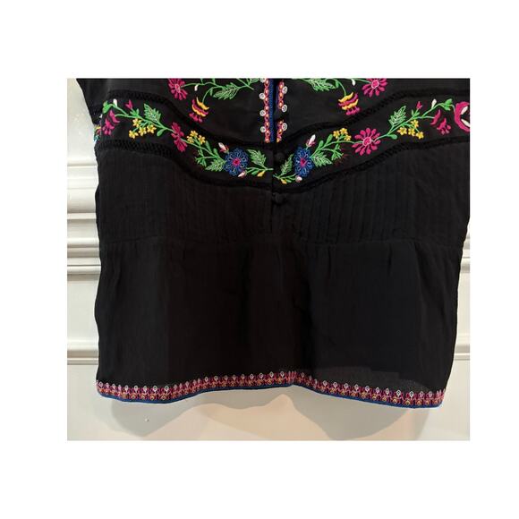 Anthropologie Maeve Carlotta Embroidered Floral Blouse Sleeveless Black Top NWT - Picture 5 of 9